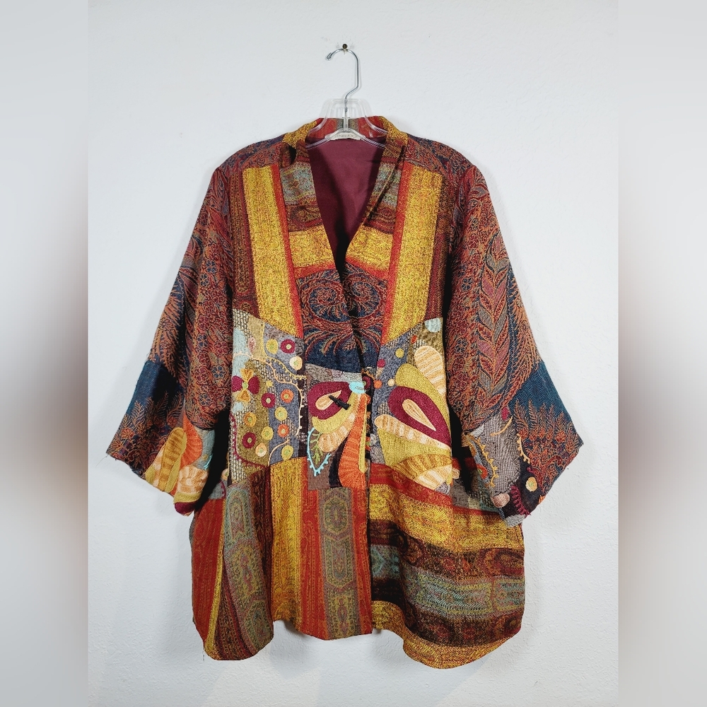 Soft Surroundings Patchwork Kimono Jacket, Size XL - image 1